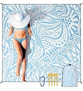 HIHOHO Beach Blanket Waterproof Sandproof Extra Large Beach Mat 79" X 83"/120"x108"for 1-8 Adults...