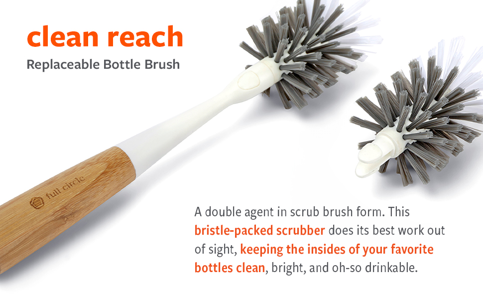 bottle brush, bottle dish brush, kitchen brush, bamboo dish brush, replacable bristles
