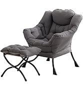 Tiita Lazy Chair with Ottoman, Modern Large Accent Lounge Chair, Leisure Sofa Armchair with Ottom...