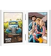 AEVETE 3.5x5 Picture Frames Double Hinged Wood Folding Photo Frames Vertical with Plexiglass Fron...