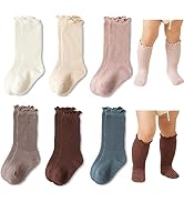Exegawe Baby Girls Socks Cotton Toddler Knee-High Stockings Kids Cozy Warm Solid Color Long Socks...