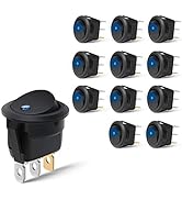 Nilight 12PCS 12V Blue Round Toggle LED Switch 20A 12V DC On/Off SPST for Car Truck Rocker On-Off...