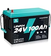 ECOBOSS 24V 100Ah LiFePO4 Battery, 2560Wh Deep Cycle Lithium Battery, 100A BMS, 15000+ Cycles, Lo...