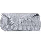 BOUTIQUO 100% Cotton Bed Blanket, Breathable Thermal Blanket Full - Queen Size, Soft Honeycomb Wa...