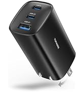 65W USB C Charger Block, 3 Ports GaN Charger Foldable Compact Type C Wall Fast Charging for Samsu...