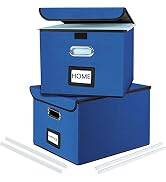 Huolewa Decorative File Organizer Boxes Office Document Storage with Lids, Portable Collapsible L...