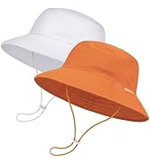 2-Pack Baby Sun Hat Kids Summer UPF 50+ Toddler Bucket Hat Wide Brim Adjustable Beach Hats for Bo...