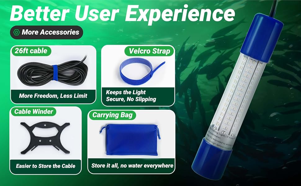 Night fishing light with extra accessories, ideal for boat fishing, sea fishing, and pier fishing.