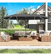 GDPFN 15ft Large Patio Umbrella with Solar Lights, Outdoor Double-Side Rectangular Umbrella, Back...