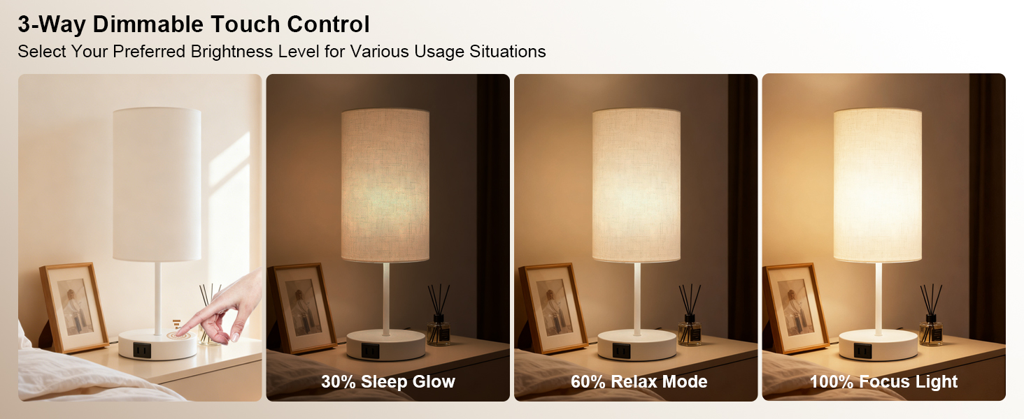 3 way dimmable bedside table lamp