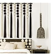 IOWER Large Macrame Wall Hanging Macrame Wall Decor Black and White Sphericity Cotton Textile Wal...