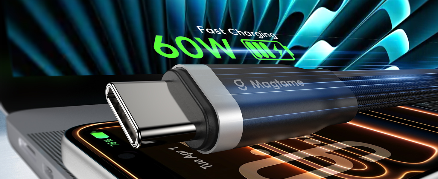60w usb c to c cable for iphone 17 pro max charging cable laptop