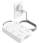 LENCENT 2 Prong Power Strip, 3 to 2 Prong Outlet Adapter, Two Prong Surge Protector, 6ft Braided ...