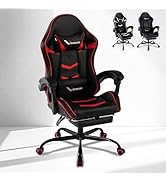 Gaming Chair for Adults, Ergonomic Gamer Chair with Footrest, Spring Pocket Cushion, Computer Off...