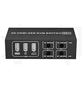 4K@60Hz HDMI USB KVM Switch 4 USB Ports for 4 Computers Share 1 Monitor Keyboard Mouse Hard Drive...