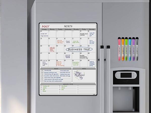 Large Magnetic Dry Erase Monthly Calendar for Fridge