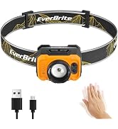 EverBrite 600LM Rechargeable Headlamp, Motion Sensor Head Lamp for Adults | Zoomable Beam, Motion...