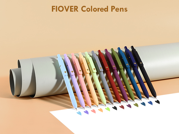 FIOVER Colored Pens, 6 Pack Colorful Gel Pens