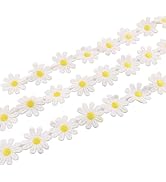 100Pcs Yellow Daisy Lace Trim, Embroidered Flower Sewing Trim, DIY Craft Embellishments