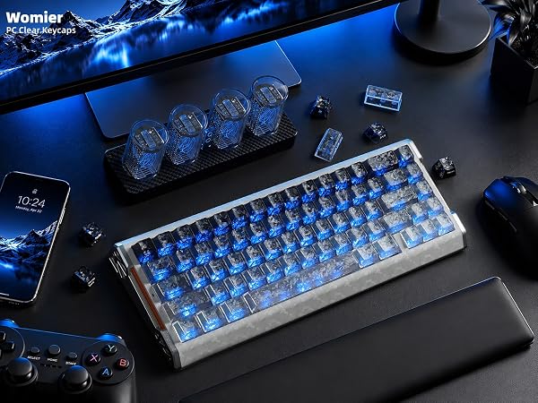 Clear Jelly Keycaps, Translucent Keycaps Set Gradient Grey Keycaps 120 Keys Custom Keycaps