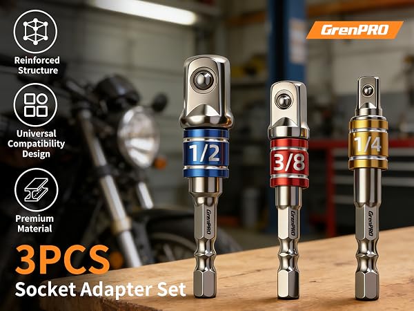 GRENPRO 3-Piece Socket Adapter Set with universal compatibility