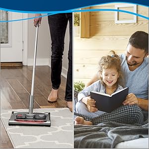 carpet sweeper, cordless, area rug, bare floor, wood floor, lightweight