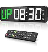 Gym Timer 15" Large LED Display Wall Clock | Interval Workout | Countdown &amp; Up | Stopwatch | 12 A...