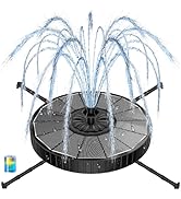 Yzert Solar Fountain with 2000mah Battery &amp; Rotating Rods, 3-Level Adjustable Water Height 3.5W 2...