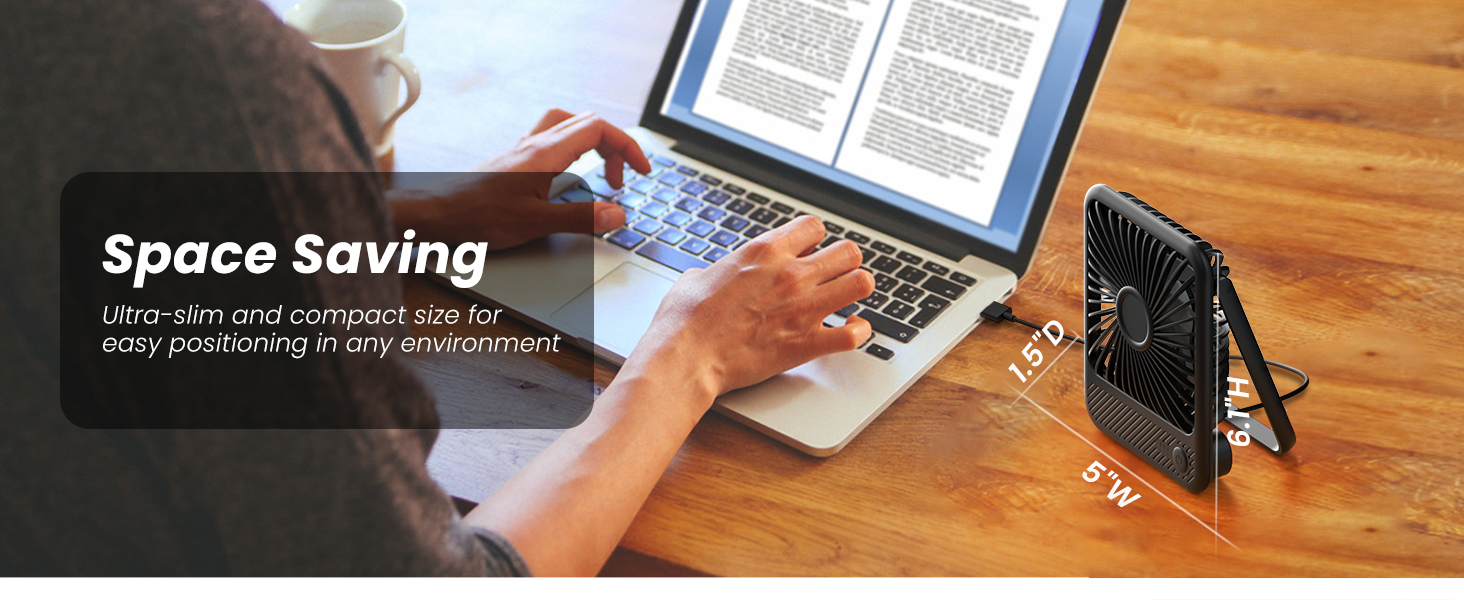 Koonie USB Desk Fan, Strong Wind Ultra Quiet Small Personal Fan