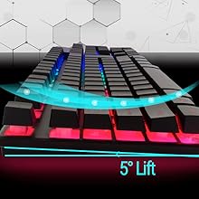Orzly RX250 LED Backlit gaming keyboard for PC Desktop PS5 PS4 PlayStation Xbox Series One 