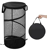 BATTOO Large Collapsible Laundry Basket with Lid Foldable Mesh Pop Up Hamper with Handles for Lau...
