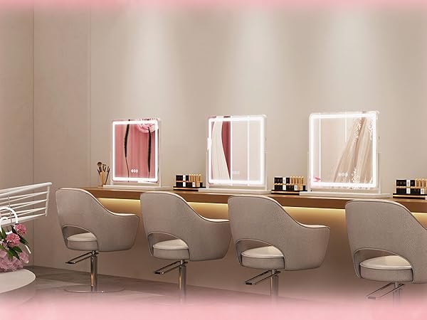 Vanity Mirror with Lights, 18&amp;#34;×14&amp;#34; LED Makeup Mirror with Light, Smart Touch with 3-Color Lighting