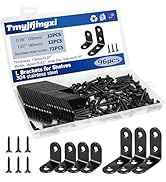 Tmyjfjingxi 24Pcs Black L Corner Brackets for Shelves 2Sizes Heavy Duty Angle L Shelf Brackets fo...