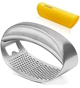 AMXRD Garlic Press Rocker &amp; Silicone Peeler (Random Color), Stainless Steel Garlic Mincer Crusher...