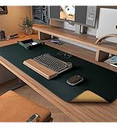 DAWNTREES Dual Sided Desk Mat,Leather Desk Pad,Cork Desk Mat Protector,with PU Leather Valet Tray...