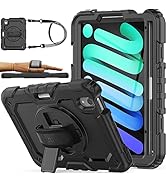 SEYMAC stock iPad Mini 6 Case 8.3’’ 2021 with Screen Protector Pencil Holder [360 Rotating Hand S...