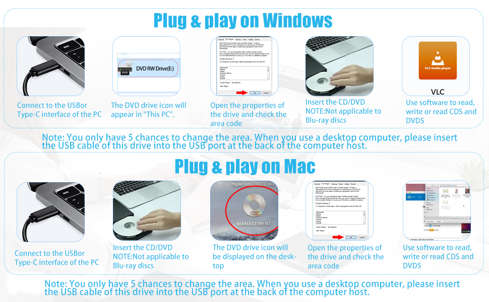 DVD CD ROM Rewriter Writer Duplicator for Laptop Desktop