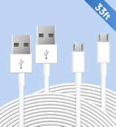 2 Pack 33ft 10M Micro USB Cable, Charging and Data Sync, Micro USB Power Extension Cable for CCTV...