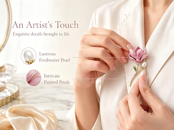Vintage Magnolia Flower Brooch