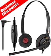 Arama Phone Headset with Mic Noise Cancelling &amp; Mute Switch, Wired Telephone Headset 2.5mm for Pa...