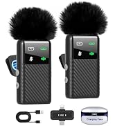 Kairiyard Wireless Mini Microphone for iPhone iPad Android Phone, Noise Reduction, 25H Battery Ch...