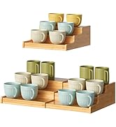 Hongtamoya 3-Tier Expandable Bamboo Mug Holder For Countertop Coffee Cup Holder Display Mug Organ...