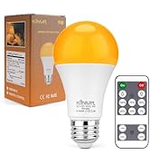 KINUR Amber Sleep Light Bulbs 1800K with Remote Controller, Blue Light Blocking A19, 9W for Sleep...