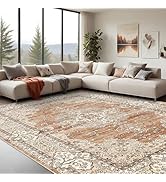 Puino 10x14 Washable Vintage Rug: Oriental Rugs for Living Room Non Slip Backing Stain Resistant ...