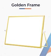 AMUSIGHT Magnetic Dry Erase White Board, 16" x 12" Double-Sided Golden Aluminum Frame Desktop Whi...