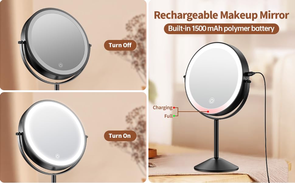 rechargeable makeup vanity mirror