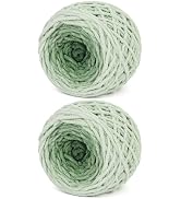 Katech Fluffy Ombre Yarn for Crocheting-2 Pcs of 285g/10.05oz-#6 Super Bulky Velvet Chenille Yarn...