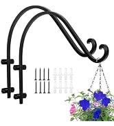 AYAYGD 2 Pack 16 Inch Hanging Plant Brackets, Heavy Duty Outdoor Plant Hangers, Black Plant Hange...