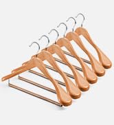 HOUSE DAY Wide Shoulder Wooden Hangers, Wood Suit Hangers with Non Slip Pant Holder, Heavy Duty C...