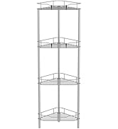 HuggieGems 4 Tier Floor Standing Corner Shower Caddy Organizer Shelf with Hooks, Bathroom Shelves...